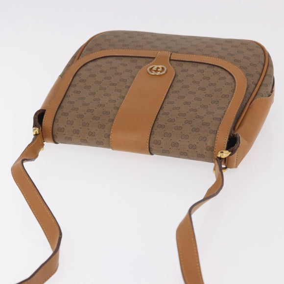 GUCCI Micro GG Supreme Shoulder Bag PVC Beige Gold Auth 187795