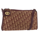 Christian Dior Trotter Canvas Shoulder Bag Red Gold Auth 187796-1