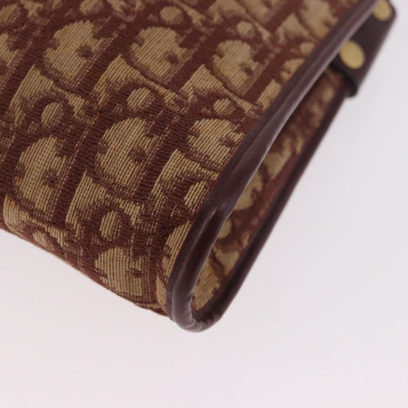 Christian Dior Trotter Canvas Shoulder Bag Red Gold Auth 187796