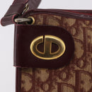 Christian Dior Trotter Canvas Shoulder Bag Red Gold Auth 187796-14