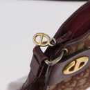 Christian Dior Trotter Canvas Shoulder Bag Red Gold Auth 187796-15