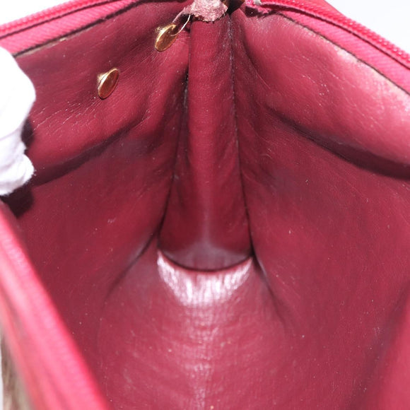 Christian Dior Trotter Canvas Shoulder Bag Red Gold Auth 187796