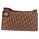 Christian Dior Trotter Canvas Shoulder Bag Red Gold Auth 187796-2