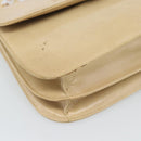 PRADA Chain Shoulder Bag Leather Beige Silver Auth 187798A-14