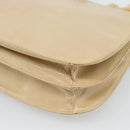 PRADA Chain Shoulder Bag Leather Beige Silver Auth 187798A-15
