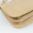 PRADA Chain Shoulder Bag Leather Beige Silver Auth 187798A-16