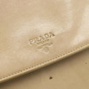 PRADA Chain Shoulder Bag Leather Beige Silver Auth 187798A-10