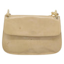 PRADA Chain Shoulder Bag Leather Beige Silver Auth 187798A-13