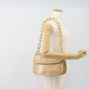 PRADA Chain Shoulder Bag Leather Beige Silver Auth 187798A-23