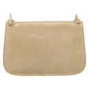 PRADA Chain Shoulder Bag Leather Beige Silver Auth 187798A-2