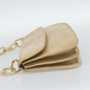 PRADA Chain Shoulder Bag Leather Beige Silver Auth 187798A-3