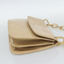 PRADA Chain Shoulder Bag Leather Beige Silver Auth 187798A-4