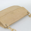 PRADA Chain Shoulder Bag Leather Beige Silver Auth 187798A-6