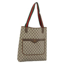 GUCCI GG Supreme Web Sherry Line Tote Bag PVC Beige Auth 187804-1