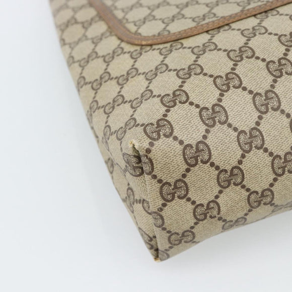 GUCCI GG Supreme Web Sherry Line Tote Bag PVC Beige Auth 187804