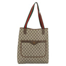 GUCCI GG Supreme Web Sherry Line Tote Bag PVC Beige Auth 187804-13