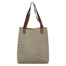 GUCCI GG Supreme Web Sherry Line Tote Bag PVC Beige Auth 187804-2