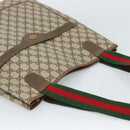 GUCCI GG Supreme Web Sherry Line Tote Bag PVC Beige Auth 187804-6