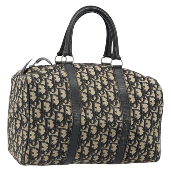 Christian Dior Trotter Canvas Hand Bag Navy Silver Auth 187811