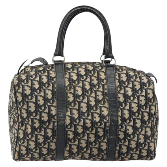 Christian Dior Trotter Canvas Hand Bag Navy Silver Auth 187811