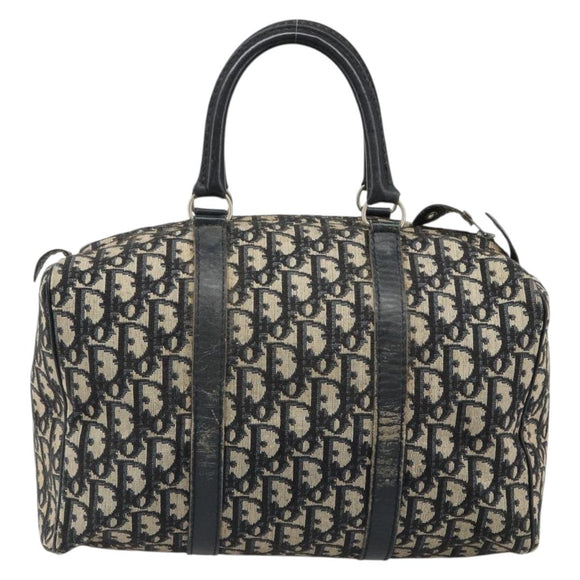 Christian Dior Trotter Canvas Hand Bag Navy Silver Auth 187811