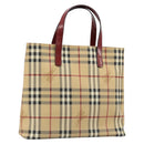 BURBERRY Nova Check Tote Bag PVC Leather Beige Silver Auth 187812A-1