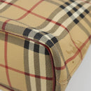 BURBERRY Nova Check Tote Bag PVC Leather Beige Silver Auth 187812A-9
