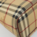 BURBERRY Nova Check Tote Bag PVC Leather Beige Silver Auth 187812A-14
