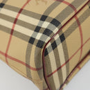 BURBERRY Nova Check Tote Bag PVC Leather Beige Silver Auth 187812A-16
