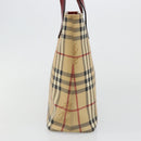 BURBERRY Nova Check Tote Bag PVC Leather Beige Silver Auth 187812A-3