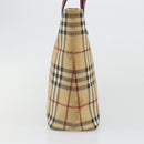 BURBERRY Nova Check Tote Bag PVC Leather Beige Silver Auth 187812A-4