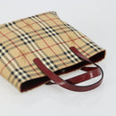BURBERRY Nova Check Tote Bag PVC Leather Beige Silver Auth 187812A-6