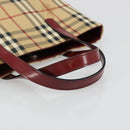BURBERRY Nova Check Tote Bag PVC Leather Beige Silver Auth 187812A-7