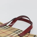 BURBERRY Nova Check Tote Bag PVC Leather Beige Silver Auth 187812A-8