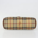 BURBERRY Nova Check Tote Bag PVC Leather Beige Silver Auth 187812A-5