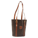 CELINE Macadam Canvas Tote Bag PVC Leather Brown gold Auth 187813-1