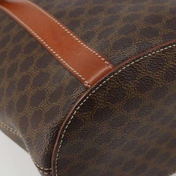 CELINE Macadam Canvas Tote Bag PVC Leather Brown gold Auth 187813