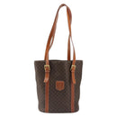 CELINE Macadam Canvas Tote Bag PVC Leather Brown gold Auth 187813-2
