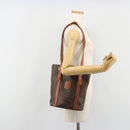 CELINE Macadam Canvas Tote Bag PVC Leather Brown gold Auth 187813-24