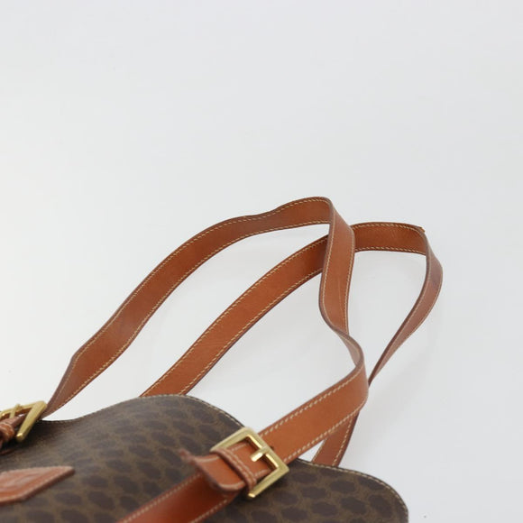 CELINE Macadam Canvas Tote Bag PVC Leather Brown gold Auth 187813