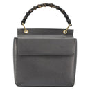 GUCCI Bamboo Hand Bag Leather Black Gold 001 3444 1887 Auth 187814-2