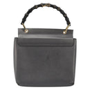 GUCCI Bamboo Hand Bag Leather Black Gold 001 3444 1887 Auth 187814-3