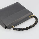 GUCCI Bamboo Hand Bag Leather Black Gold 001 3444 1887 Auth 187814-6