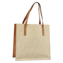 FENDI Zucca Canvas Tote Bag Beige Auth 187816-1