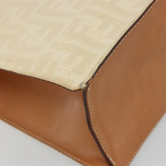 FENDI Zucca Canvas Tote Bag Beige Auth 187816