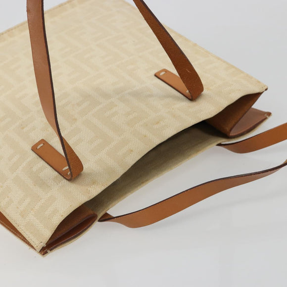 FENDI Zucca Canvas Tote Bag Beige Auth 187816