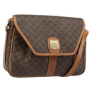 CELINE Macadam Canvas Shoulder Bag PVC Leather Brown Gold Auth 187817-1