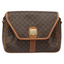 CELINE Macadam Canvas Shoulder Bag PVC Leather Brown Gold Auth 187817-13