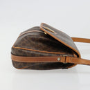CELINE Macadam Canvas Shoulder Bag PVC Leather Brown Gold Auth 187817-3