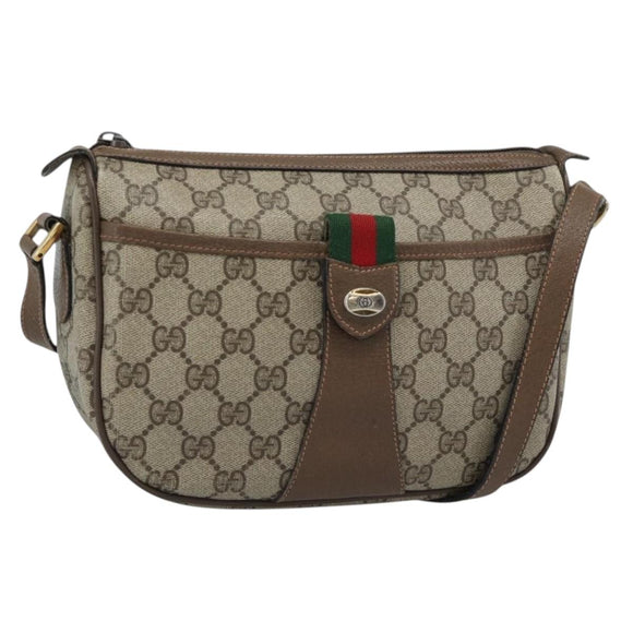 GUCCI GG Supreme Web Sherry Line Bag PVC Beige Gold 89 02 032 Auth 187818